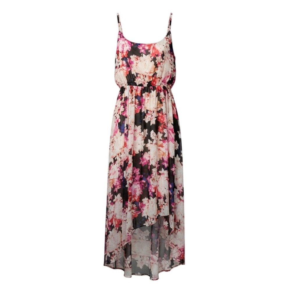 Lane Bryant Midi Dress Womens 22/24 Pink Floral Handkerchief Hem Tassel Boho NEW